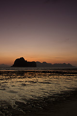 Image showing Sunset at beach in Krabi Thailand