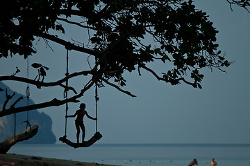 Image showing Rudimentary swing at the beach in thailand