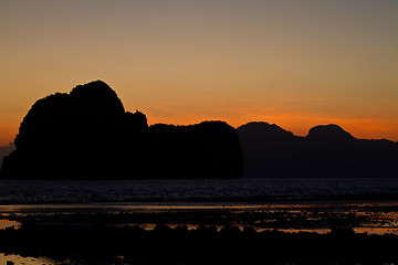 Image showing Sunset at beach in Krabi Thailand