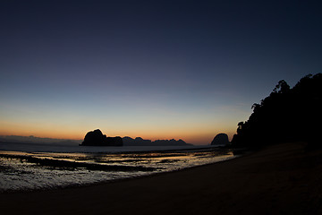 Image showing Sunset at beach in Krabi Thailand