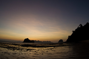 Image showing Sunset at beach in Krabi Thailand