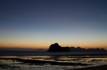 Image showing Sunset at beach in Krabi Thailand