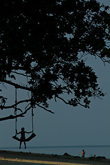 Image showing Rudimentary swing at the beach in thailand