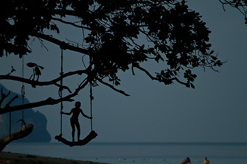 Image showing Rudimentary swing at the beach in thailand
