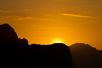 Image showing Sunset at beach in Krabi Thailand