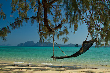 Image showing hammock at the beach in thailand
