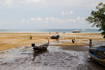 Image showing Long tail boat  in Railay Beach Thailand