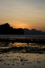 Image showing Sunset at beach in Krabi Thailand