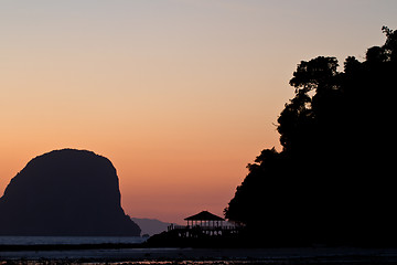 Image showing Sunset at beach in Krabi Thailand