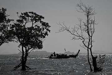 Image showing Long tail boat  in Railay Beach Thailand