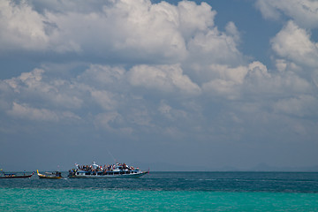 Image showing Tourists on a boat  in thailand