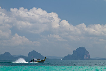 Image showing Tourists on a boat  in thailand