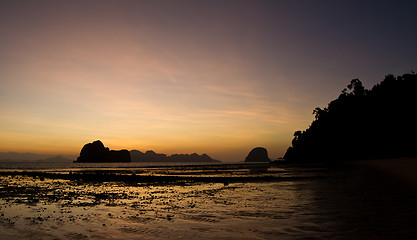 Image showing Sunset at beach in Krabi Thailand