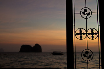 Image showing Sunset at beach in Krabi Thailand