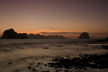 Image showing Sunset at beach in Krabi Thailand