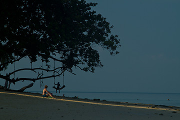 Image showing Rudimentary swing at the beach in thailand