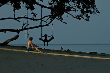 Image showing Rudimentary swing at the beach in thailand