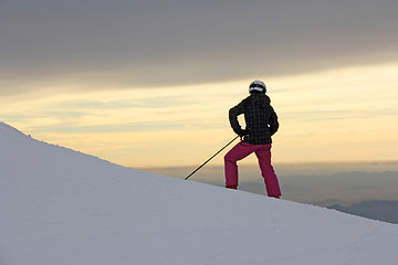 Image showing Girls on skis