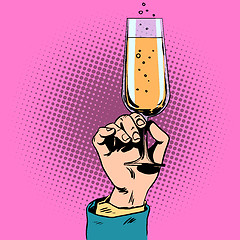 Image showing toast a glass of champagne wine in hand