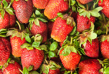 Image showing Background of fresh juicy ripe strawberries