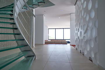 Image showing modern glass spiral staircase