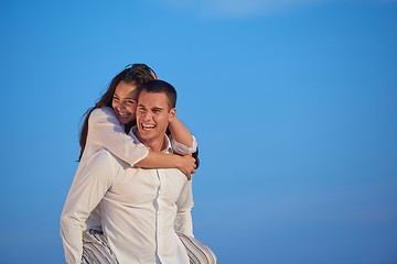 Image showing happy young romantic couple have fun arelax  relax at home