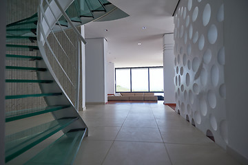 Image showing modern glass spiral staircase