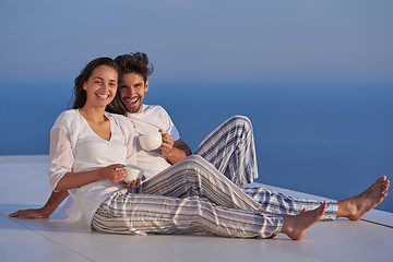 Image showing happy young romantic couple have fun arelax  relax at home