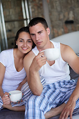 Image showing couple relax and have fun in bed