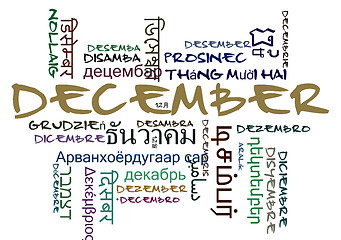 Image showing December multilanguage wordcloud background concept