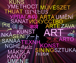 Image showing Art multilanguage wordcloud background concept glowing