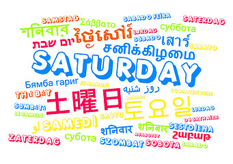 Image showing Saturday multilanguage wordcloud background concept