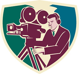 Image showing Cameraman Moviemaker Vintage Camera Shield