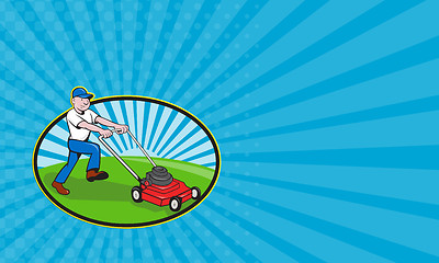 Image showing Business card Lawnmower Man Lawnmowing