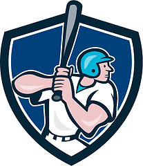 Image showing Baseball Player Batting Shield Cartoon