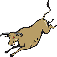 Image showing Texas Longhorn Bull Jumping Cartoon