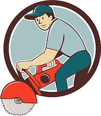 Image showing Construction Worker Concrete Saw Cutter Cartoon