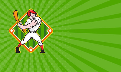 Image showing Business card Baseball Player Batting Diamond Cartoon