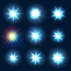 Image showing Set various forms of blue burst sparks. EPS 10