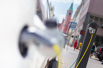 Image showing Electric Car in Charging Station.