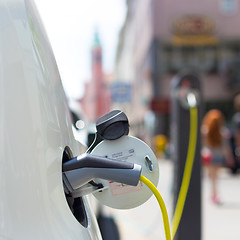 Image showing Electric Car in Charging Station.