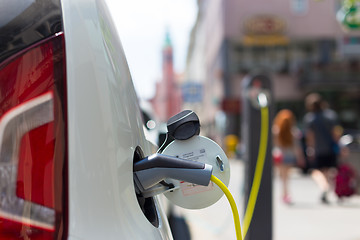 Image showing Electric Car in Charging Station.