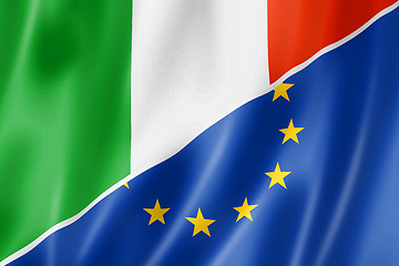 Image showing Italy and Europe flag