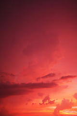 Image showing Dramatic red sunset sky