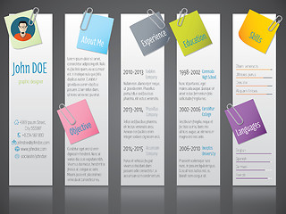 Image showing Cool modern curriculum vitae cv resume with labels and post its