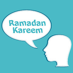 Image showing man head with speech bubbles with Ramadan Kareem word on it