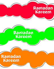 Image showing Arabic Islamic calligraphy of text Ramadan Kareem stickers label tag set