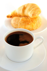 Image showing Coffee and croissants