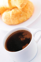 Image showing Coffee and croissants