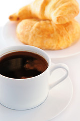 Image showing Coffee and croissants